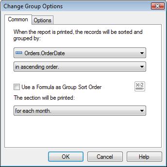 Lesson 1: Refresher Exercise TIP: When you group on a date field, Crystal Reports allows you to define the period for which the date is broken down; i.e. monthly, yearly, quarterly, etc.