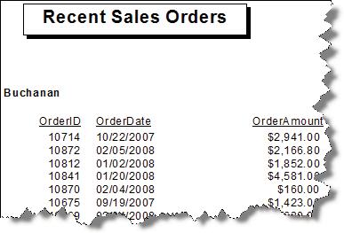 Lesson 3: Using the Running Totals Feature Exercise 3.2 Using Running Totals as a Line Counter 1. Create a new report that only shows the last ten order transactions for each employee.