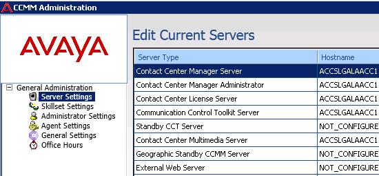Multimedia Dashboard on the new SIP AACC server Edit the Contact Center Manager Administrator entry and set local CCMA server name Edit the Contact Center Multimedia Server entry and set the new CCMM