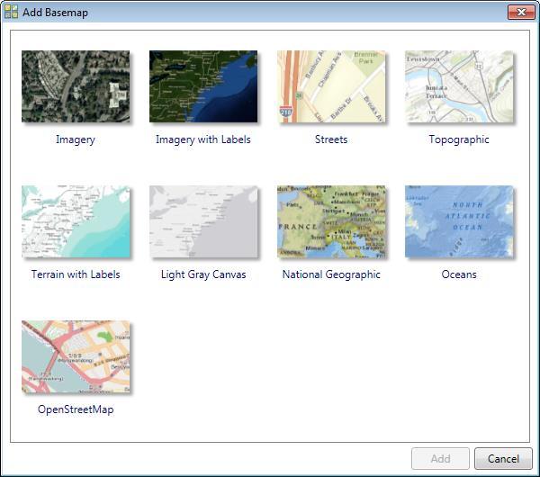 Note: ArcGIS provides built-in base maps that can be used as backdrops for your data, or to orient yourself on the map.