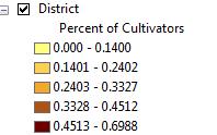 How would you create a population density map for the District layer (total population divided by area)? Note: The Tot_Area column is the square kilometers of the district.