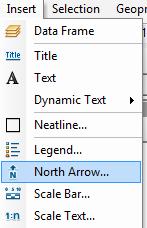 North Arrow and a Scale Bar by using the Insert menu in ArcMap.