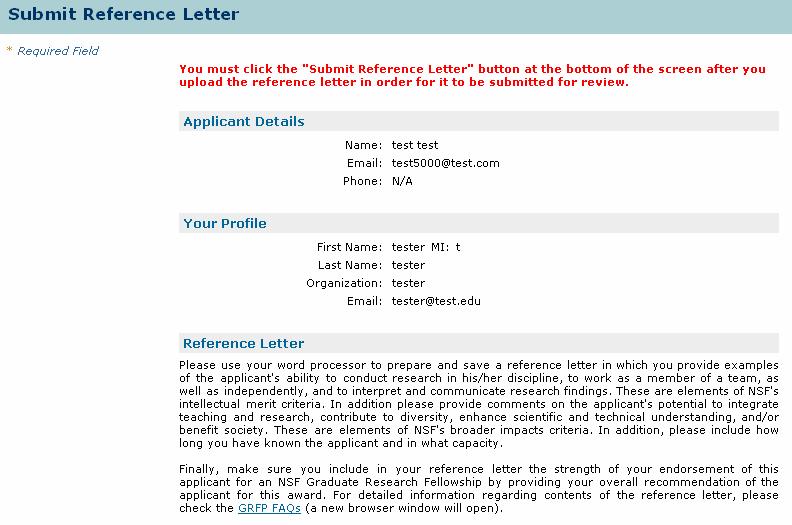 Figure 40: Submit Reference Letter 3. Upload your reference letter.