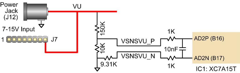 wish to monitor the voltage of an external supply may configure Channel 2 of the XADC as a unipolar input and perform a conversion to receive a digital value corresponding to the input voltage.