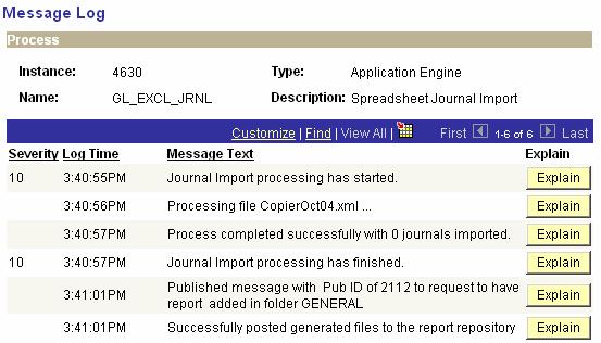 This indicates your Excel Journal Entry has been imported into PeopleSoft and it is ready to be edited, approved,