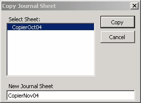 15. Copy Journal Sheets To copy a Journal Sheet, open the Spreadsheet Journal Import screen and click on the button.