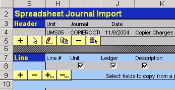 Click on the header edit button in row 5 to change the header to match your new Journal Entry sheet name.