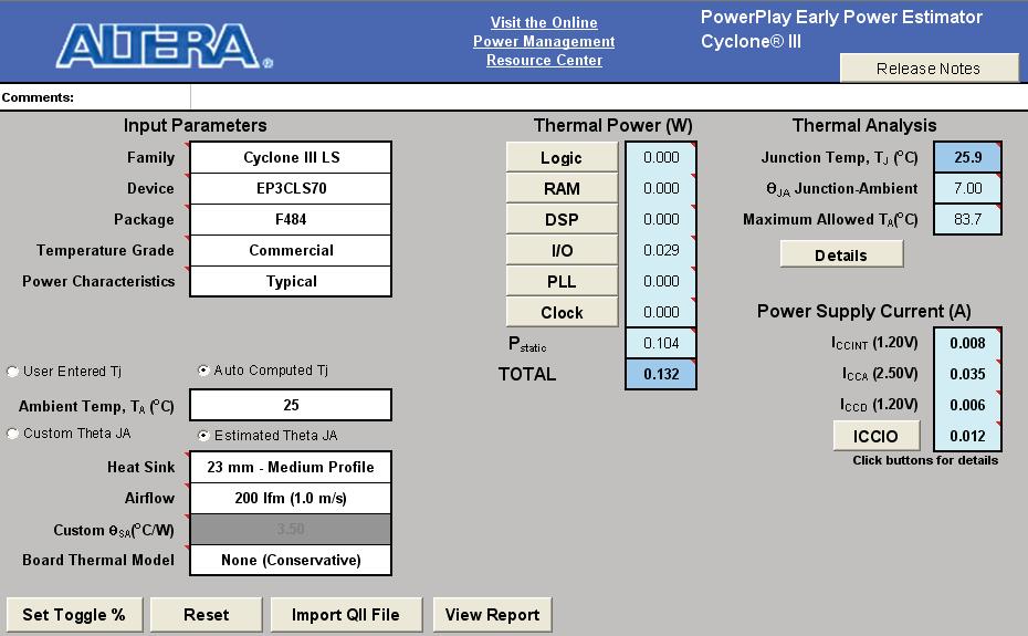 Chapter 3: Using Cyclone III PowerPlay Early Power Estimator 3 3 PowerPlay Early Power Estimator Inputs Table 3 1.
