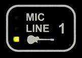 Input Selection Each input can be switched between one of three modes. Pressing either input button will cycle between MIC, LINE, and GUITAR. The default input type is LINE.