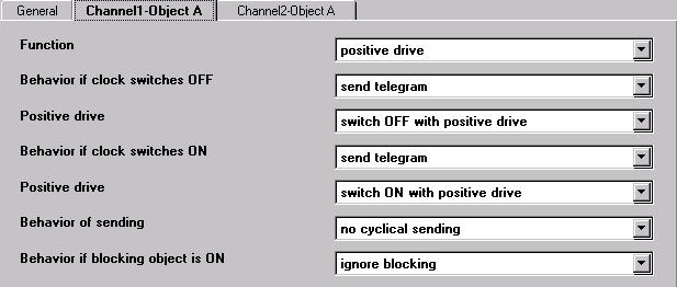 8-bit Value Channel (2) Object A (B D) Parameter Behaviour if blocking object is ON ignore blocking enable blocking If the EIB object Blocking is set to = blocking and this parameter is set to enable