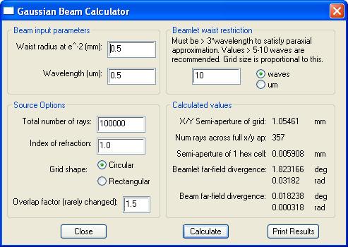 Gaussian Beam Calculator for Creating Coherent Sources INTRODUCTION Coherent sources are represented in FRED using a superposition of Gaussian beamlets.
