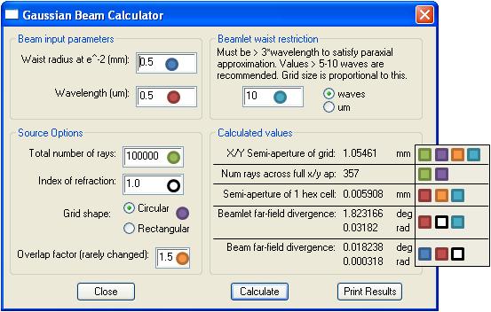 Figure 3. Calculator dialog with parameter dependencies shown.