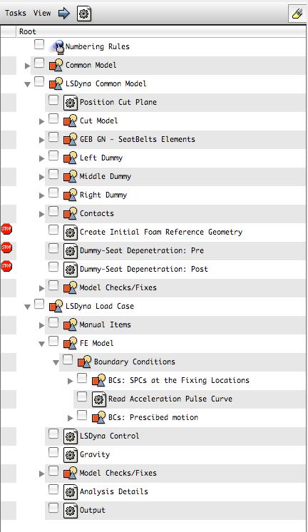 Materials and Properties Dummies and Test Blocks Modeling Guidelines Connectors BCs Figure 4 Information contained in the Task Manager and ANSA Data Manager 2.