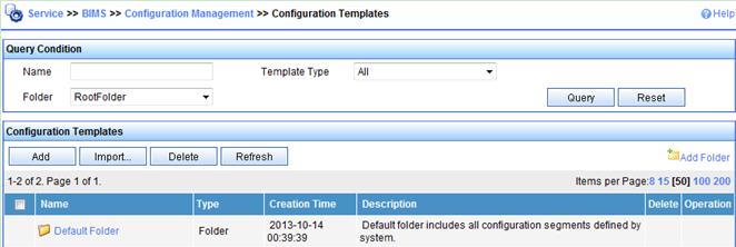 Figure 66 Configuring the system settings of the ACS 6. Add configuration templates and software library entries for the two classes of devices: a.
