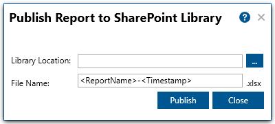 Publish Report You can publish the generated report in Excel format. For publish, click button in the top pane in the report window. Publish options dialog will appear as shown below: 1.