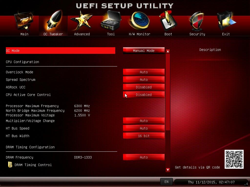 970A-G/3.1 4.3 OC Tweaker Screen In the OC Tweaker screen, you can set up overclocking features.