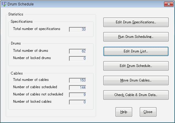 (7) On the Drum Schedule dialog window, click the Edit Drum List to verify