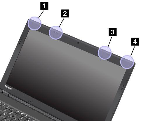 The following illustration helps you locate the antennas in your computer.
