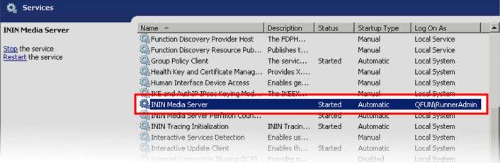 17. Ensure that the ININ Media Server service is started and running. 18. On any computer, open a web browser and navigate to the URL of the web interface of this Interactive Media Server. 19.