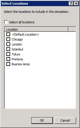 (default) Specify a custom list of locations a. Click Configure. The Select Locations dialog bo