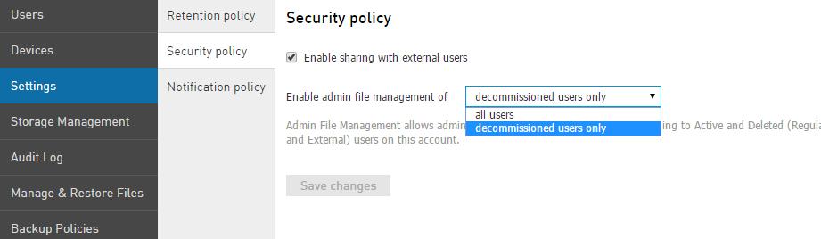 Multiple Admins can simultaneously access and manage end-user files spaces.