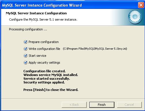 1.2.21 If all the steps are completed successfully and you get the following message Contrats, you installation/configuration is complete and successful. Figure 33 1.2.22 If the installation fails try after disabling the windows firewall or any external firewall/antivirus/anti-spyware you are using on your PC.