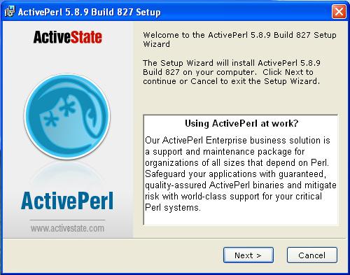 1.3.5 Next the Active Perl Setup Wizard dialogue box will