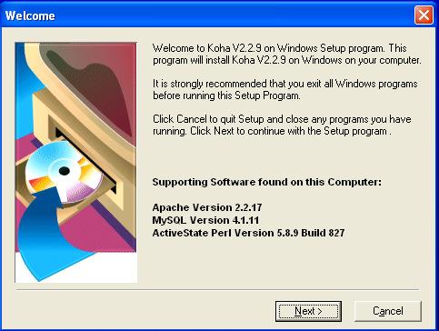 1.4.3 Koha installation Wizard will open. It will check for all the supporting applications. Figure 45 1.4.4 If the installation Wizard finds something wrong with any of the