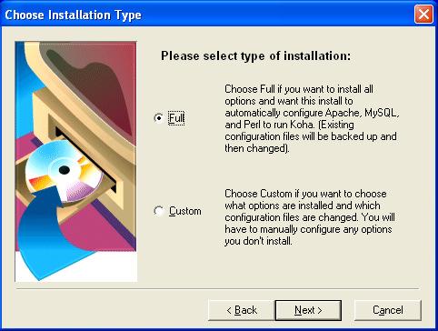 For new users the default setting Full installation is recommended.