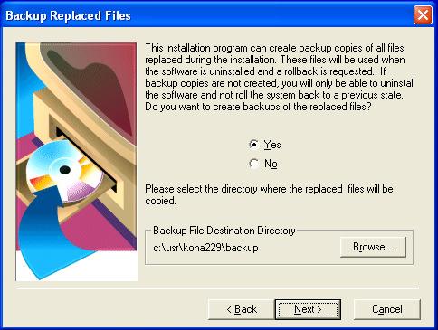 1.4.11 In the next screen Backup Replaced Files, leave all the default settings as they are