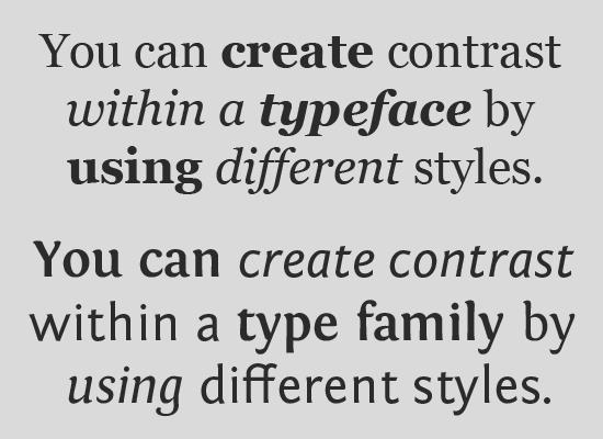 Scale and Hierarchy The scale of typefaces, or their size relative to one another, is another important factor in combining typefaces.