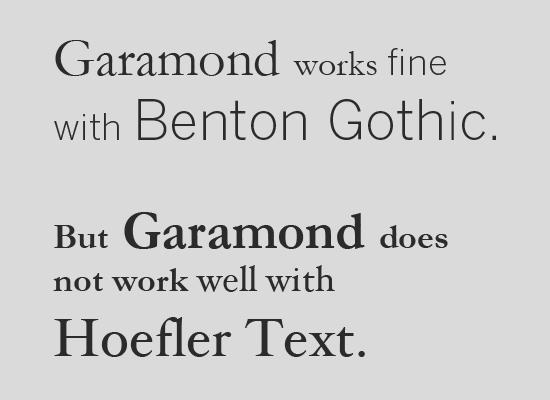 Combining typefaces within the same classification is sometimes possible, but there are some extra considerations.