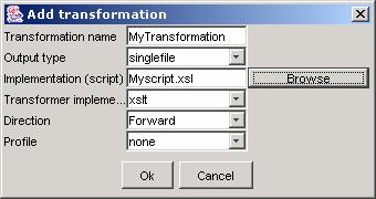 Figure 136: Add transformation dialog To remove a transformation, use the remove action from the right-click menu. The edit option will allow you to change its name. 10.5.7.