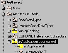 Figure 98: Architecture model structure Inside the created application specification package there is also a default application component (anapplication1) and a default empty provided interface that