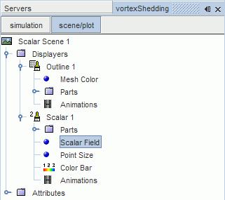 STAR-CCM+ User Guide Solution Recording and Playback: Vortex Shedding 6668 Select the Displayers > Scalar 1 > Scalar Field node.