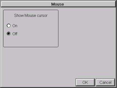 hapter - System Setup Screens Setting Mouse This system setup screen function is used to enable/ disable the arrow mouse cursor on the panel screen.