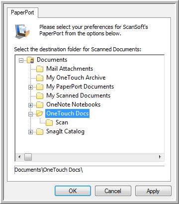 Scanning PaperPort Properties These properties apply to PaperPort, and are for designating the folder to receive your scanned items. 1.