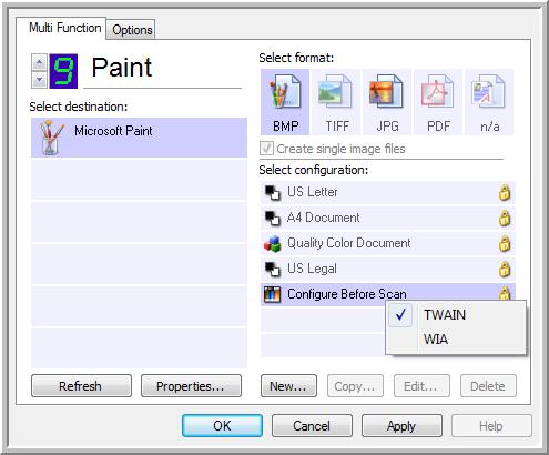 Scanning Configure Before Scan Choosing Configure Before Scan simply opens a scanning interface when you click a button.