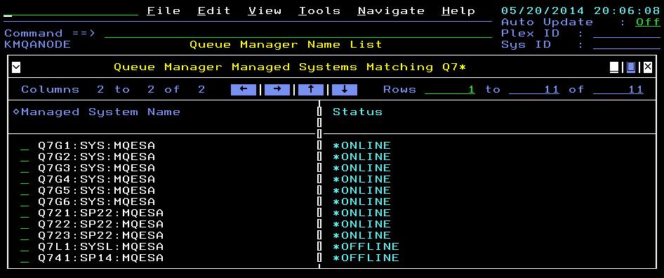 Queue Managers continued Many queue managers in the enterprise can make the health overview list quite long, so use the find command to narrow the list Select any row in the resulting list to get to
