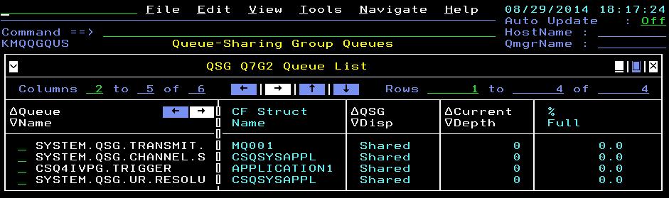 Queue-Sharing Groups continued From queue-sharing group queue manager status, use option C to see channels
