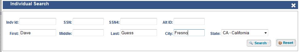 You may also enter the state of Residence, SSN or SSN-4, or Alternate ID to refine your search Enter your search criteria. 3. Click. 4.