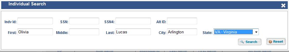 The Search Results screen appears, even if there is only one choice. The city and state of the member s Primary Address is displayed to assist in identification. 5.