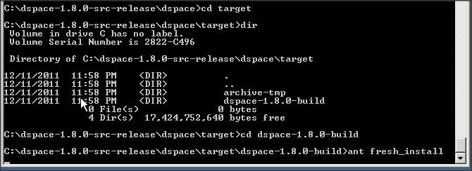 0-src-release \dspace folder Now type mvn package and press enter Please note that internet connection is required to perform this operation, Maven will download dspace source