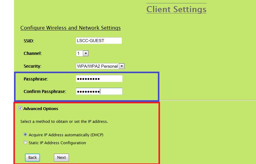 After entering passphrase you can select the advanced options, which will displays the selection methods