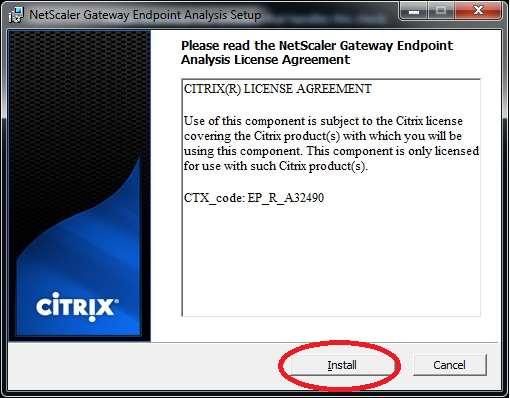 The installation of the Citrix Netscaler Gateway