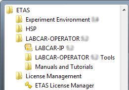 LABCAR-OPERATOR directory \LCO Tools, from where the following tools can be started: LABCAR-OPERATOR Version Selector This is where you can toggle between the versions (see