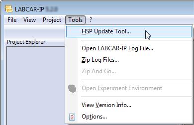 ETAS Installation To run a firmware update Launch the HSP Update Tool in LABCAR-IP using Tools HSP Update Tool. The HSP Update Tool is launched. Select Help Quick Start.