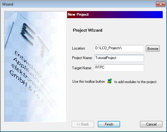 ETAS Tutorial To create a LABCAR-OPERATOR project Select File New Project. The Project Wizard opens. Select a directory under "Location" in which the new project is to be created.