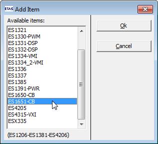 Tutorial ETAS Select the "Domain" system below the simulation target "RTPC". Select Edit Add Item.