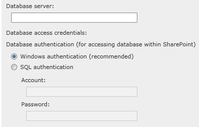 for this service application and configure the access credentials. We recommend you use Windows authentication.